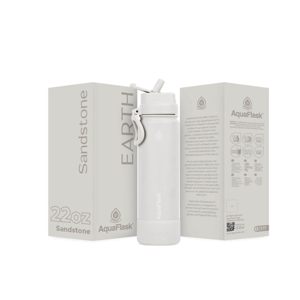 AquaFlask Earth Collection 22oz Stainless Steel Water Bottle – Insulated, Hot 12hrs Cold 24hrs