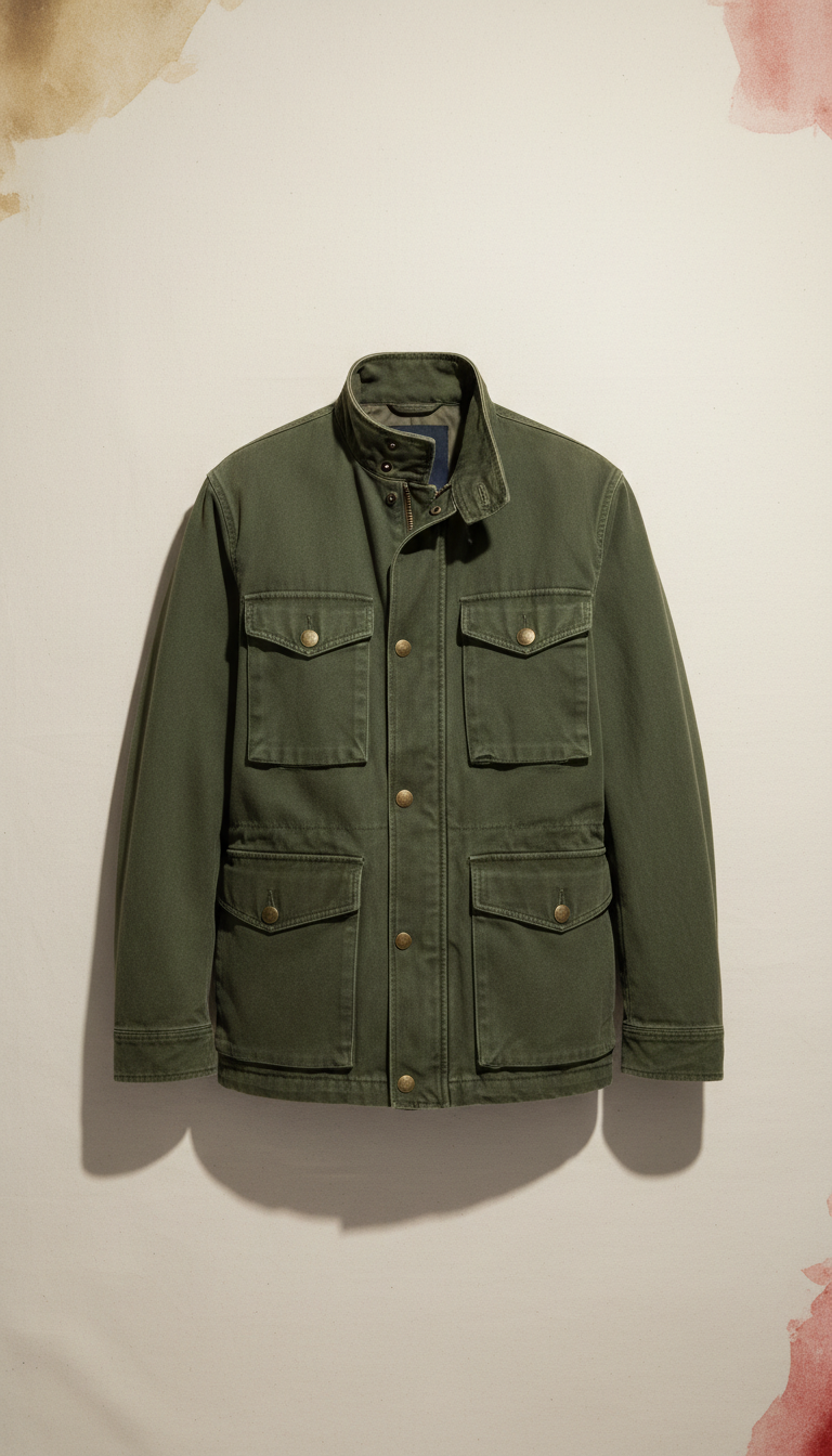 Rugged Canvas Field Jacket With Wax Finish